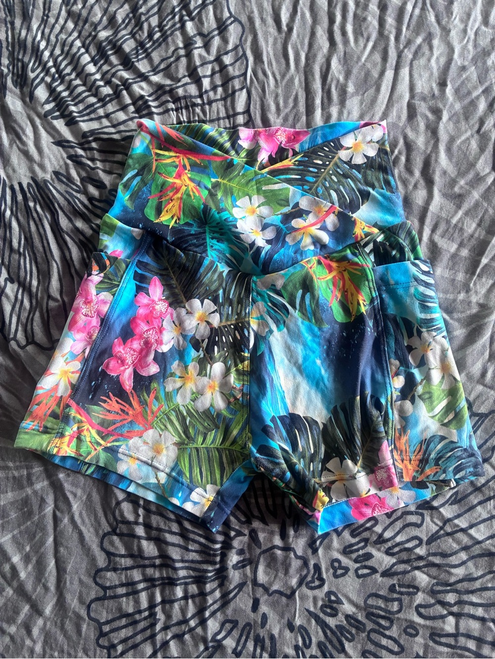 High-Waist Tropical Floral Women’s Shorts